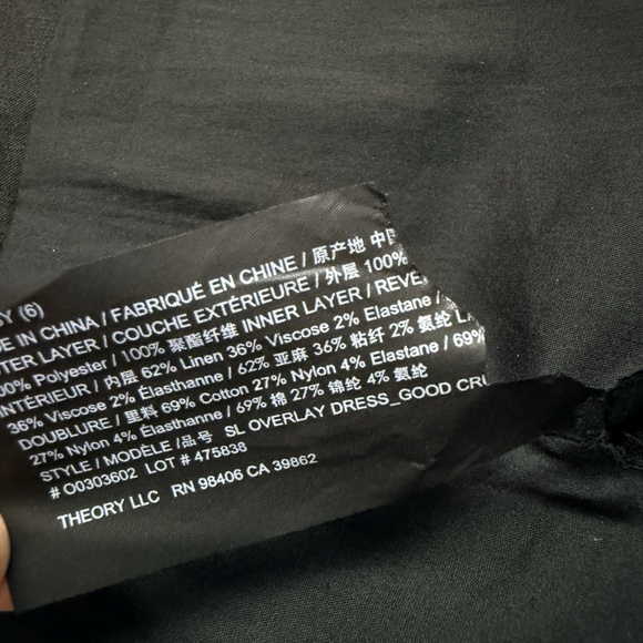 Theory Organza Layer Mini Shift Dress Sleeveless Black Size 6 Defects - Picture 11 of 13
